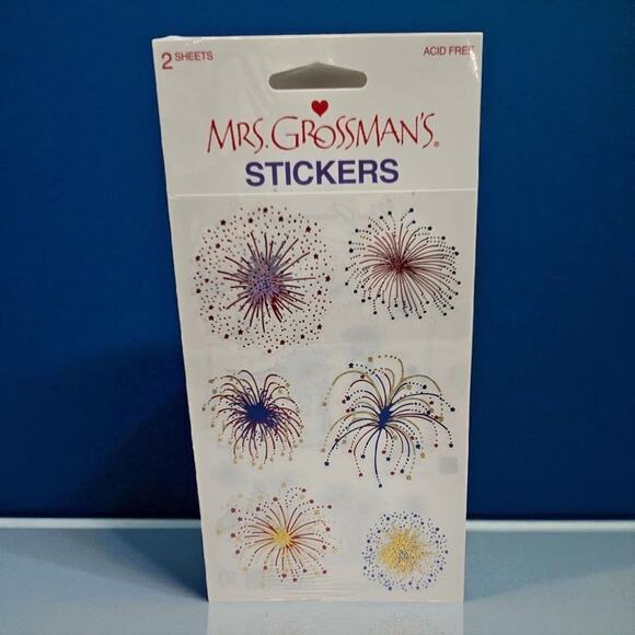 Patriotic Vintage Stickopotamus Mrs. Grossman's Stickers Rockets Fireworks Stars - Picture 4 of 7